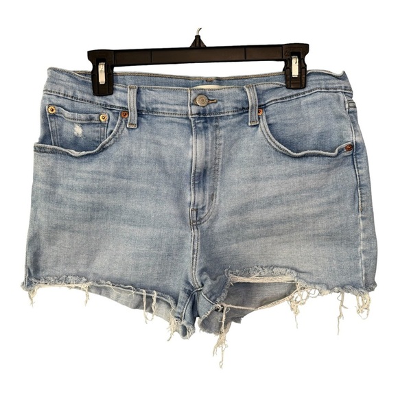 Levi's High Rise Denim Jean Shorts with Raw Hem. Size Women’s 32 - Picture 1 of 11